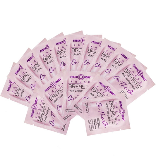 Fresh Body FB Breasts On-The-Go Anti-Chafing Deodorant Lotion to Powder - Unscented, 0.07 oz Travel Size (60 Pack) Soothing Lotion for Women - No Talc, Aluminum or Fragrance