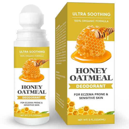 Deodorant Roll-On for Women & Men, Aluminum Free, Natural Honey Deodorant for Eczema Prone & Sensitive Skin, 2 Fl Oz