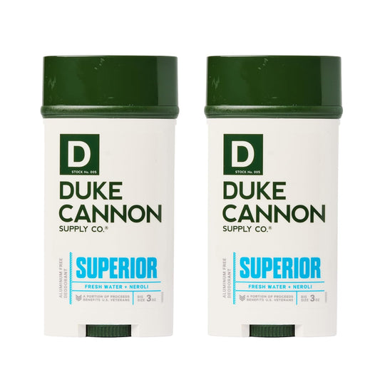 Duke Cannon Supply Co. Aluminum-Free Deodorant for Men 3 oz. Superior, 2 Pack - Unique Masculine Scent, Odor Control & Soothe Skin