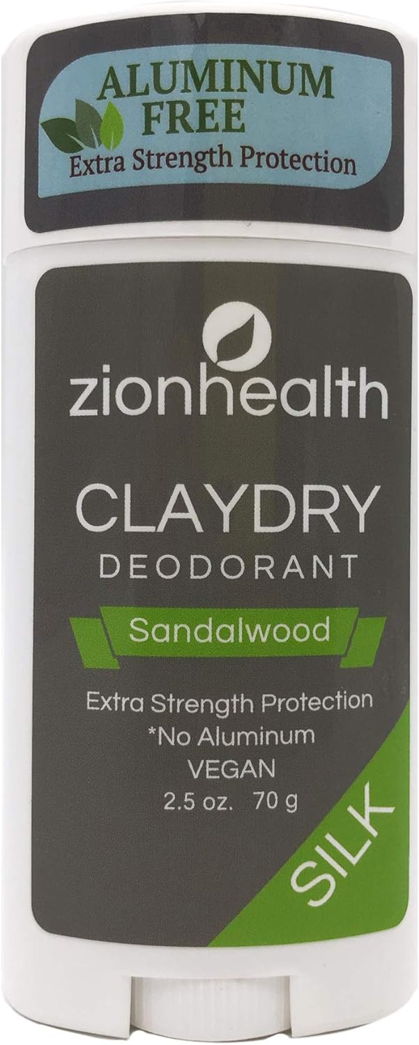 ClayDry Silk Sandalwood Vegan Deodorant Zion Health 2.8 oz Stick