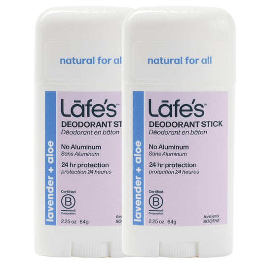 Lafe's Natural Deodorant | 2.25oz Aluminum Free Natural Deodorant Stick for Women & Men | Paraben Free & Baking Soda Free with 24-Hour Protection (Lavender & Aloe, 2.25 Ounce (2-Pack))