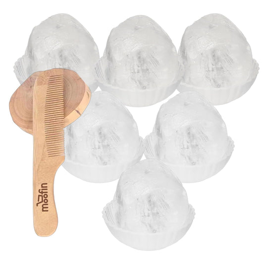 CRYSTAL Deodorant Rock, 5 oz Natural Deodorant for Women, Includes Moofin Wooden Comb, gluten free deodorant for women, Fresh Scent, Absorbs Moisture, Cruelty-Free, No Fragrance Deodorant [Pack of 6]