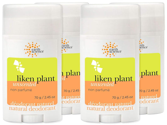 EARTH SCIENCE - Unscented Lichen Plant Deodorant, 2.45 Ounce (Pack of 4)