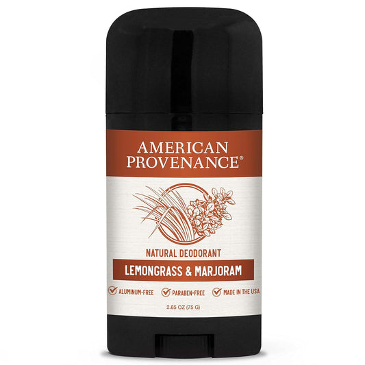 American Provenance All Natural Deodorant for Men and Women - Aluminum Free Deodorant that Lasts All Day - Made in the USA with Essential Oils & Cruelty Free - Lemongrass & Marjoram (1 Pack)