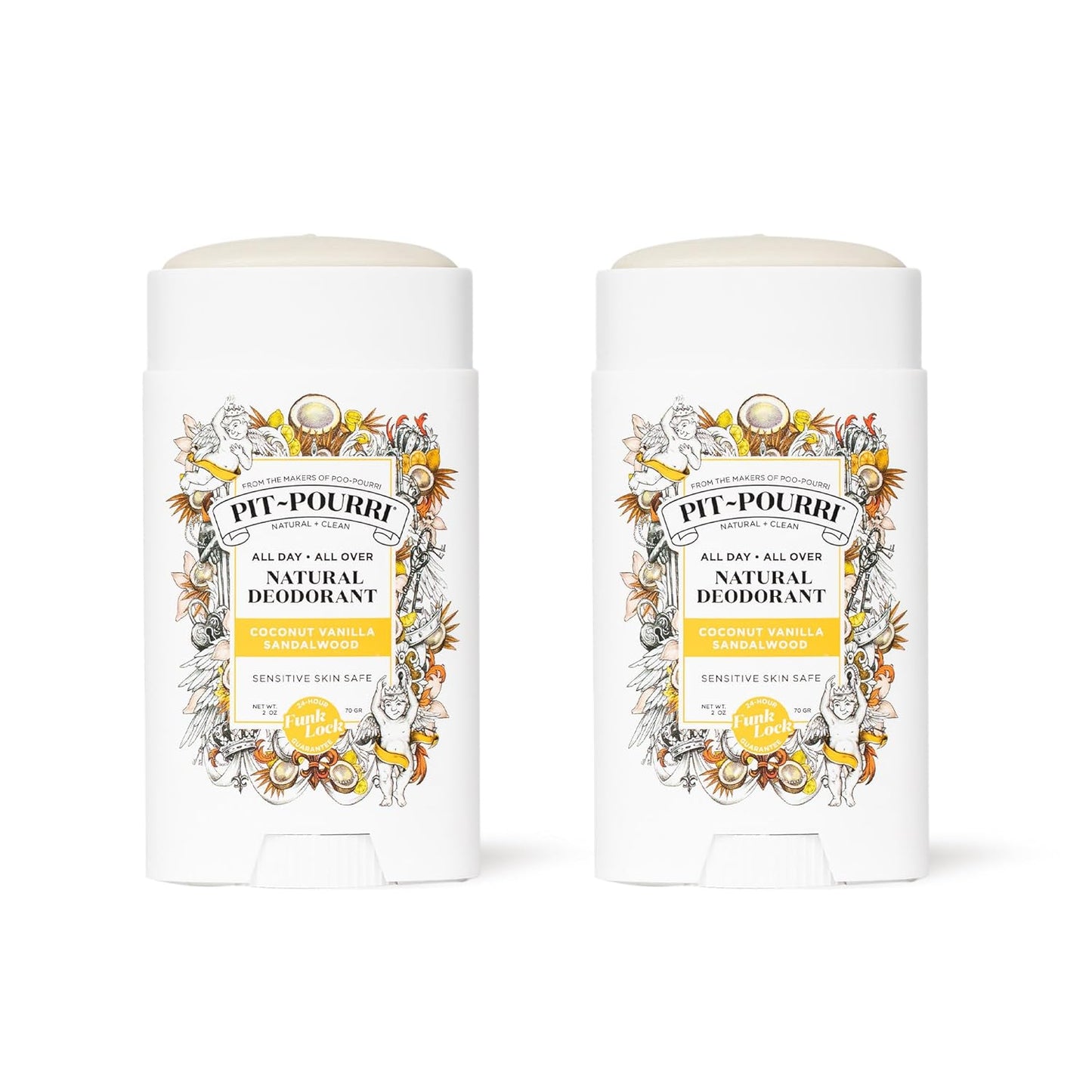 Pit-Pourri All Day-All Over Natural Deodorant, Coconut Vanilla and Sandalwood - 2 Oz (Pack of 2)