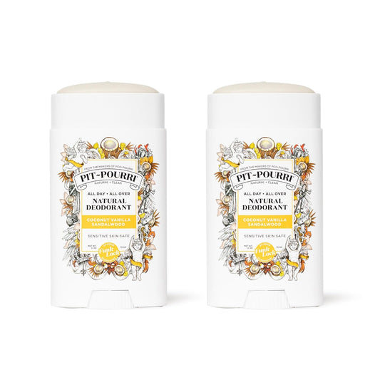 Pit-Pourri All Day-All Over Natural Deodorant, Coconut Vanilla and Sandalwood - 2 Oz (Pack of 2)