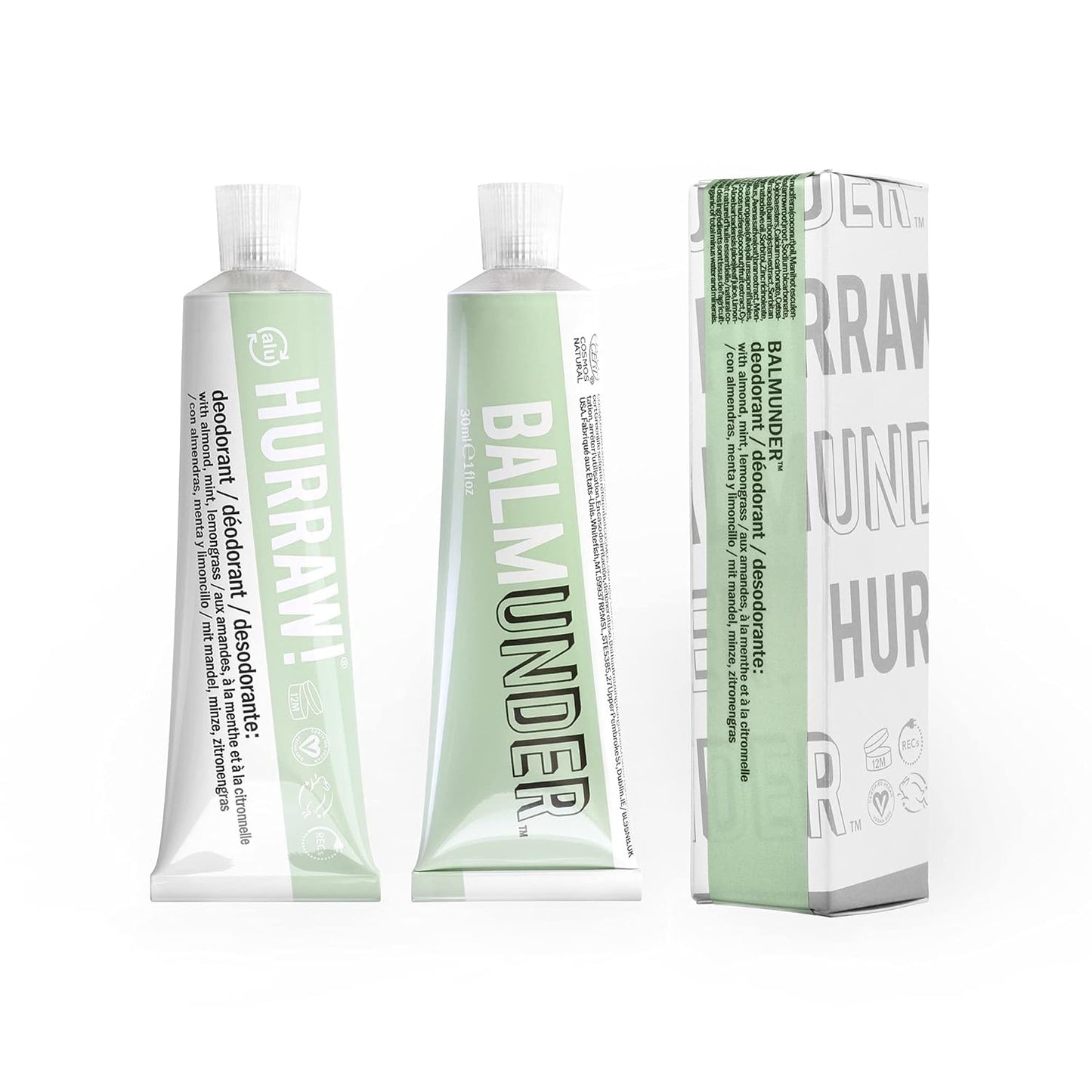 Hurraw! Balmunder Deodorant (Almond Mint Lemongrass): Make a pit stop! A non-greasy, gentle, balm-like cream that works. Organic. Vegan. Body Odor Control for Underarms, Cracks, Toes. Made in USA. 1oz