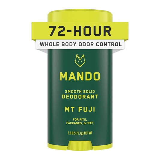 Mando Whole Body Deodorant For Men - Smooth Solid Stick - 72 Hour Odor Control - Aluminum Free, Baking Soda Free, Skin Safe - 2.6 Ounce (Mt Fuji)