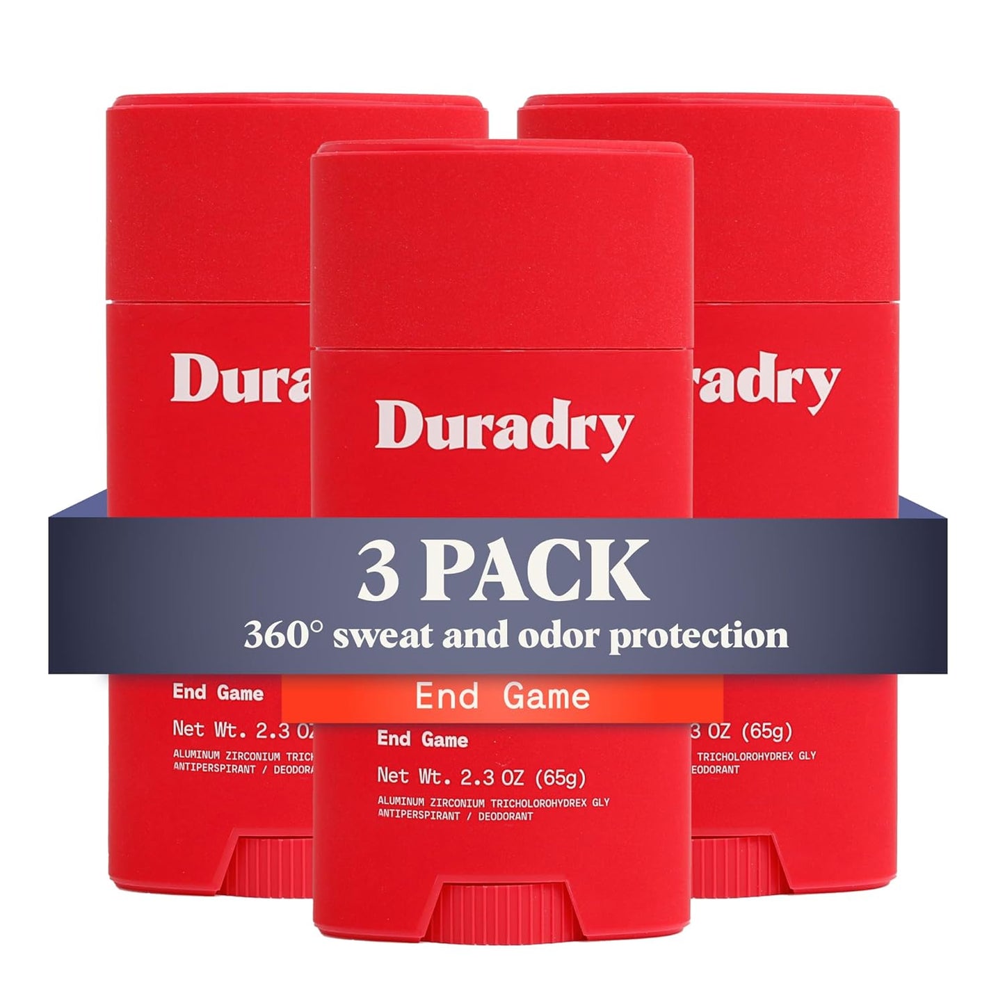 Duradry AM Deodorant & Antiperspirant - Prescription Strength Deodorant for Hyperhidrosis, Antiperspirant for Women & Men, Armpit Sweat Protection, Silicone-free - End Game, 2.3 Oz (Pack of 3)