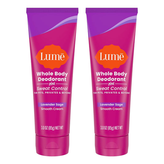 Lume Whole Body Deodorant Plus Sweat Control - Smooth Cream Tube - 72 Hour Odor And Sweat Control - Baking Soda Free, Skin Loving - 3.0 ounce (Lavender Sage)