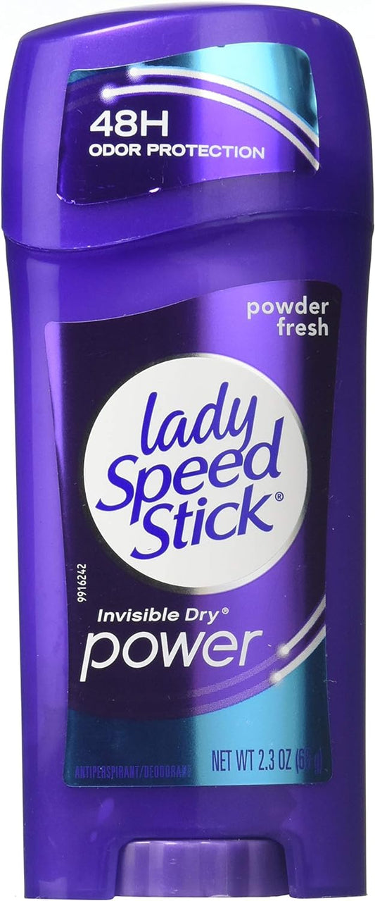 Lady Speed Stick Deodorant 2.3 Ounce Powder Fresh Invisi Dry (68ml) (3 Pack)