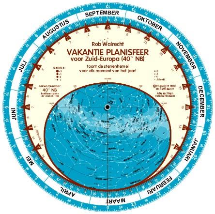 Dutch 'Holiday' Planisphere for 40° N