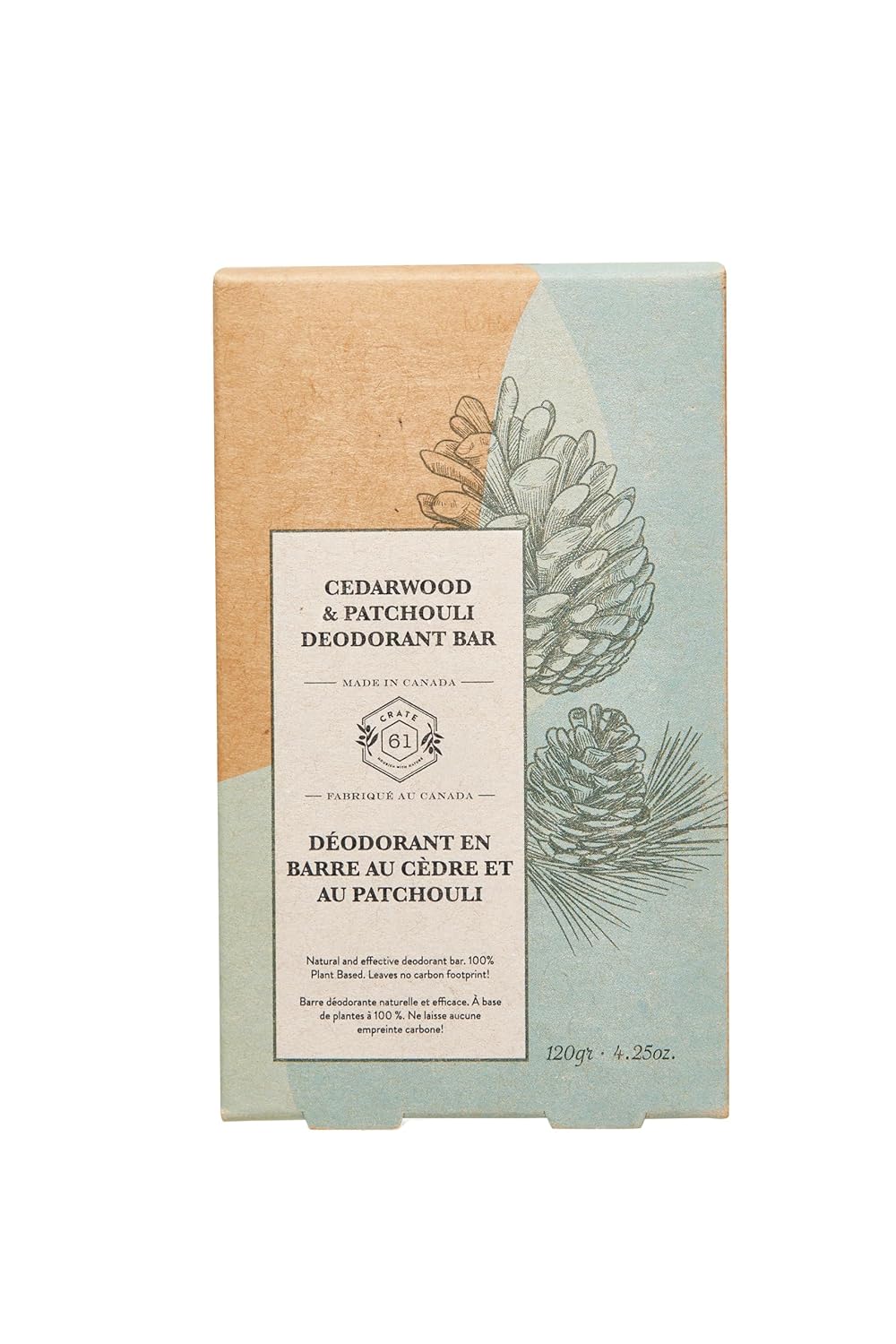 Deodorant Bar, Natural and effective, baking soda free. 100% Plant Based. Leaves no carbon footprint! (1 Pack/Cedarwood Patchouli)