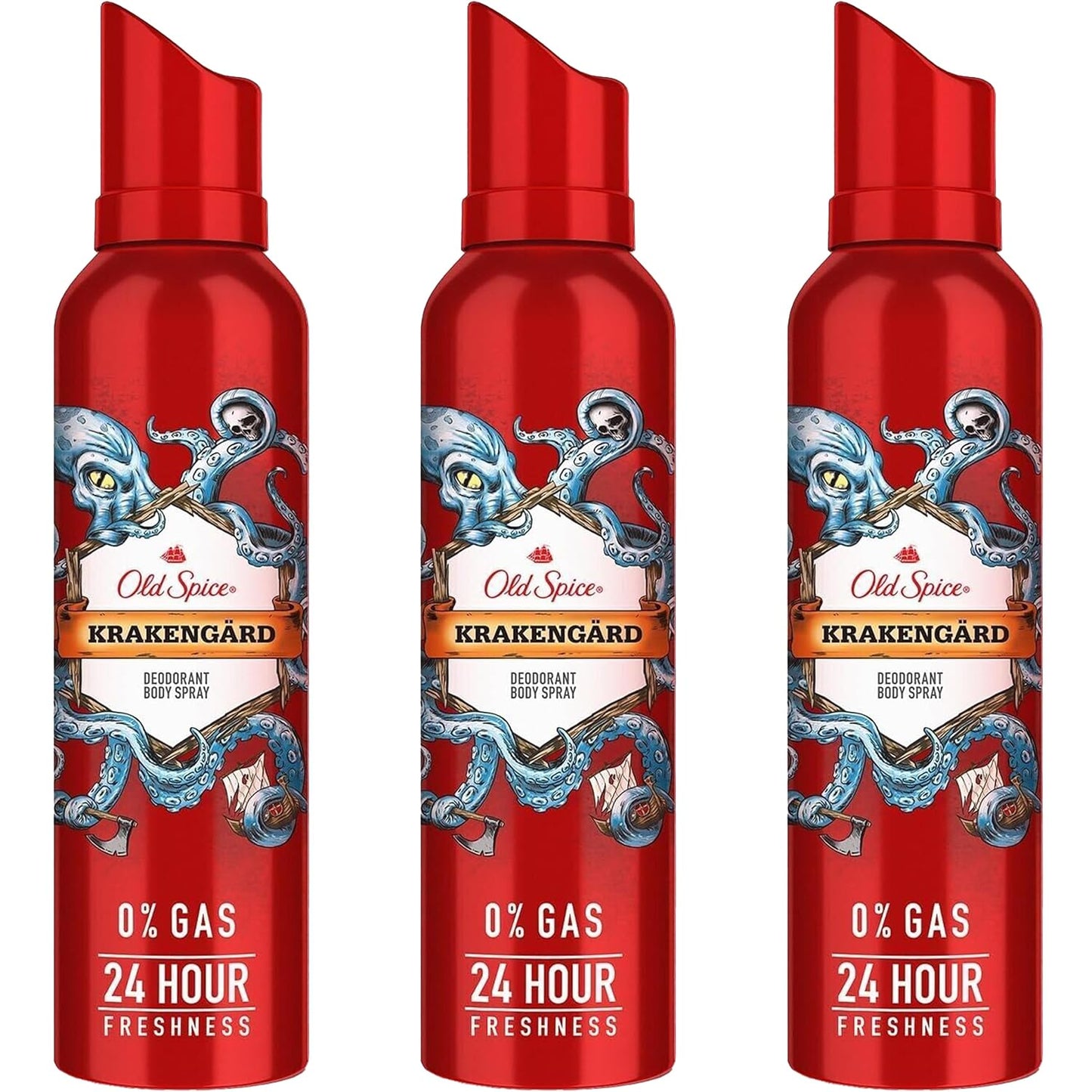 Old Spice Krakengard Deodorant Body Spray, Odor Eliminator Body Spray for Men, 24-Hour Long-Lasting Freshness, Gas-Free Body Mist Antiperspirant Spray, 4.73 Ounces (Pack of 3)