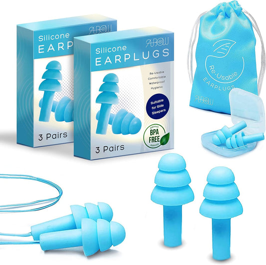 2 Pack Ear Plugs for Sleeping Noise Cancelling. Reusable Silicone Earplugs. Custom Fit - Noise Reduction for Sleeping, Concerts, Work & Swimming. Adjustable to Ear Size.