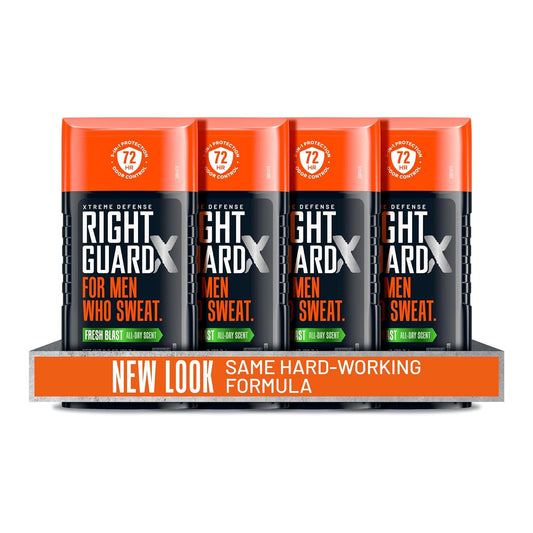 Right Guard Xtreme Defense Invisible Solid Antiperspirant & Deodorant ,72-Hour Odor Control,Fresh Blast Scent, 2.6 oz. (4 count)