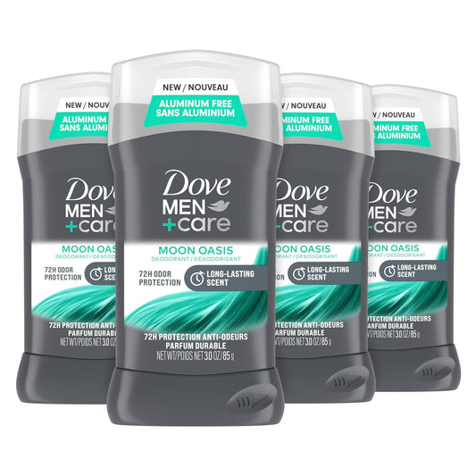 Dove Men+Care Aluminum-Free Deodorant Moon Oasis 4 Count for a Long-Lasting Scent, with 72H Odor Protection, 3.0 oz