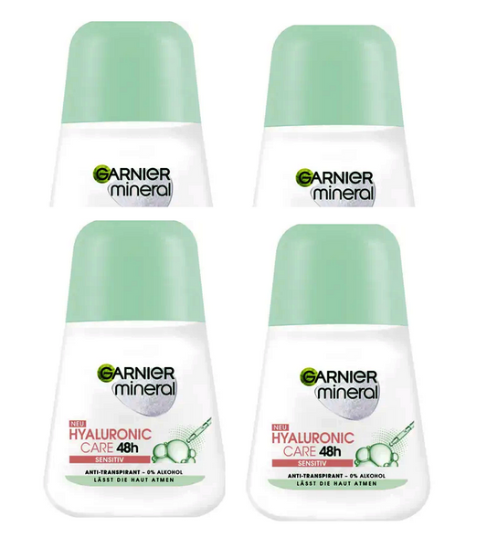 4xPack Garnier Mineral Deodorant Roller Hyaluronic Care - 200 ml