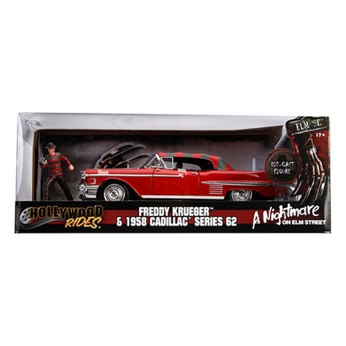 Hollywood Rides: A Nightmare On Elm Street - Freddy Krueger & 1958 Cadillac Series 62 1:24 Die Cast Vehicle LOW STOCK