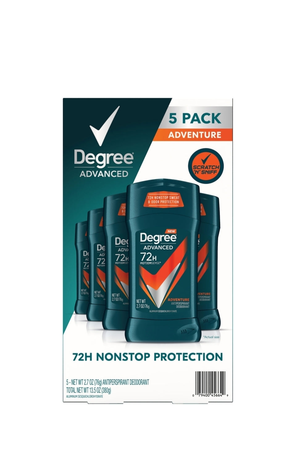 Degree for Men Advanced Protection Antiperspirant, Adventure (2.7 oz., 5 pk.)