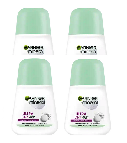 4xPack Garnier Mineral Deodorant Roll-on Ultra Dry - 200 ml