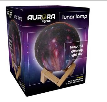 Westminster Aurora Lamp, Glowing Design. Includes Lamp, Wooden Base - Earth, Lunar styles
