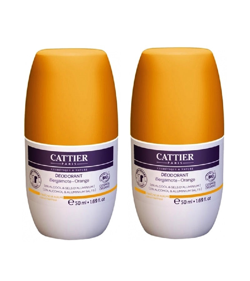 2xPack Cattier Organic Bergamot Orange Deodorant Roll-On - 100 ml