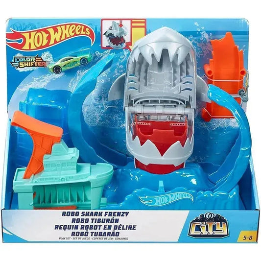 Mattel Hot Wheels City Color Changing Robo Shark Jump Frenzy Play Set