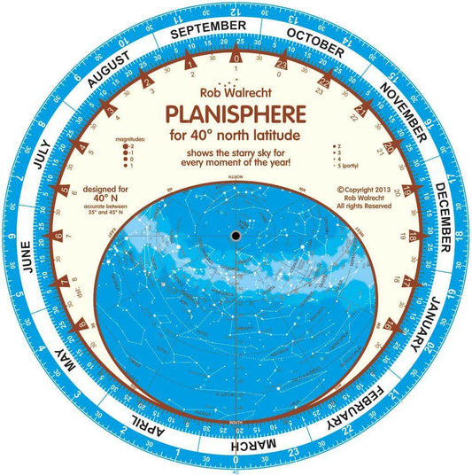 English Planisphere for 40° N