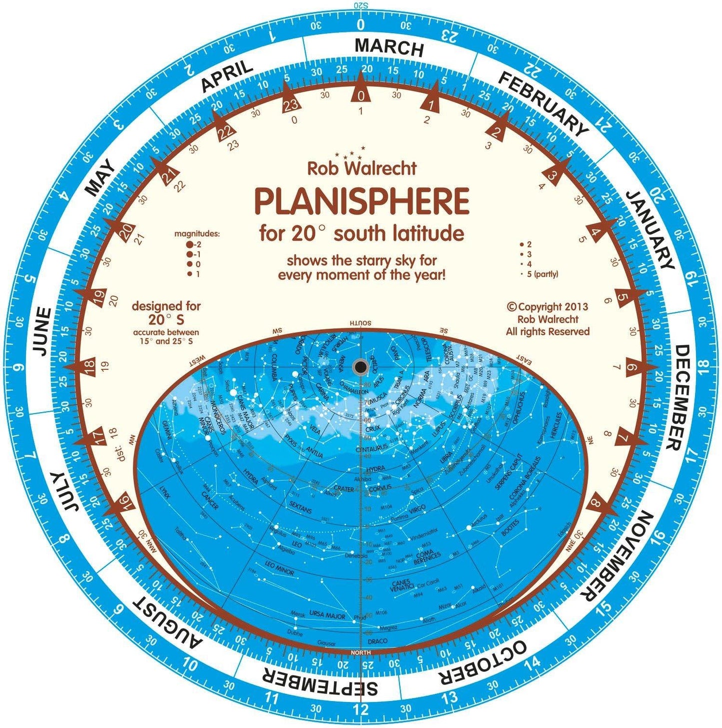 Planisphere for 20° S